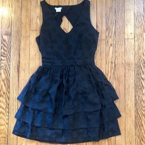 Anthropologie Black Polkadot Fit and Flare Dress